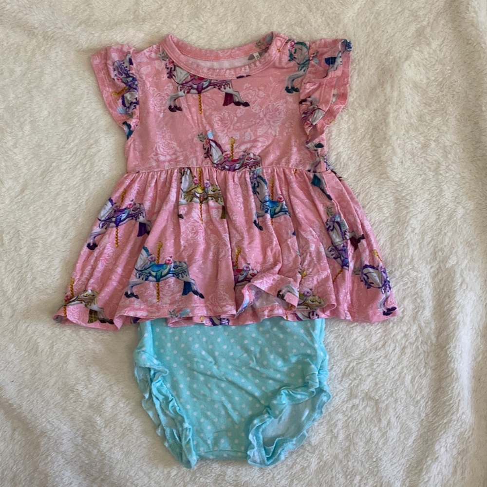 Posh Peanut Claudine Peplum Bummie Set - 6-12m